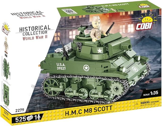 COBI Historical Collection World War II H.M.C M8 Scott Tank Building Set 525 Pieces