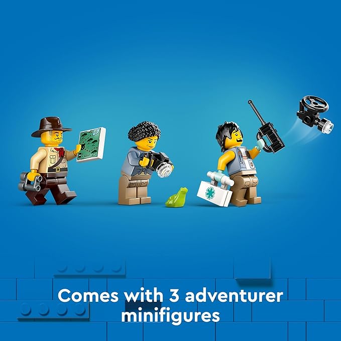 LEGO City Jungle Explorer Off-Road Truck Jungle Toy Building Set for Kids Aged 6 and Up Fun Birthday Gift Idea Off-Road Truck Vehicle 3 Adventurer Minifigures Tiger Figure and Car Toy 60426