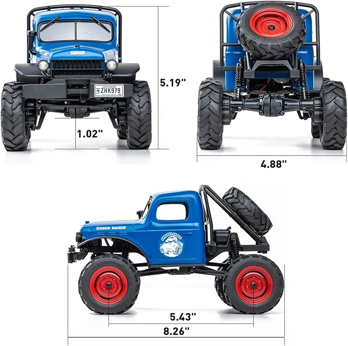 BEEZRC FMS RC Crwaler 1/24 Scale FCX24 Power Wagon RTR 4WD 2.4GHz 3CH Offroad RC Car Model Vehicle Hobby Grade Remote Control Car(Blue)