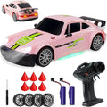 SANCO 1:20 RC Drift Car - 2.4G Drifting Car with Dual Tire System &amp LED Lights 20+KM/H 50-Minute Playtime Racing Toy Remote Control for Adults Boys Girls 2pcs Rechargeable Batteries （Pink）