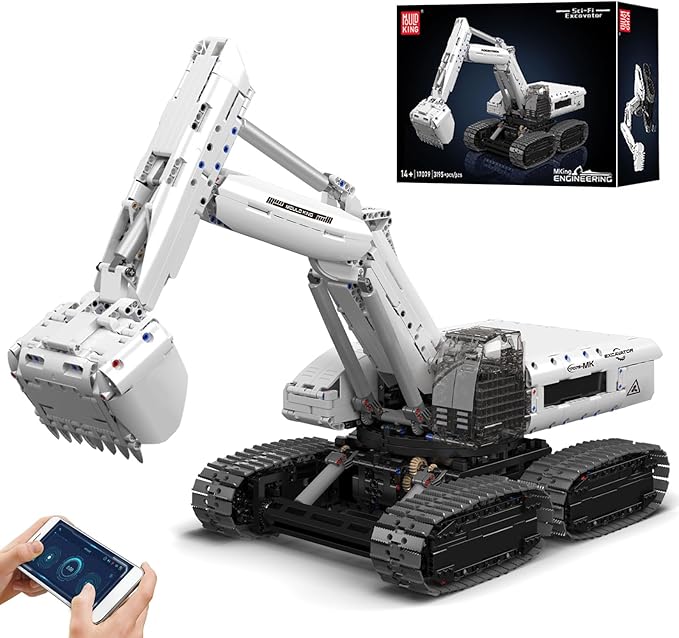 Mould King 17079 RC Excavator Building Set Construction Digger with 8 Motors Collectible Truck Model Kit for Men &amp Women STEM Engineering Toys for Adults(3195 Pieces)