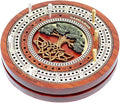 House of Cribbage - 2 Track 60 Points - Tree of Life Inlaid Wooden Travel/Pocket Size Cribbage Board - Size 4 Inch (Blood Wood/Maple Wood)