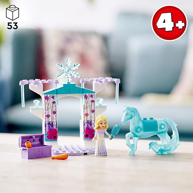 LEGO Disney Princess Elsa and The Nokk’s Ice Stable Building Toy 43209 Disney Frozen Toy with Buildable Toy Horse Figure and Mini Doll Starter Bricks for Kids Age 4+ Great Gift for Girls and Boys