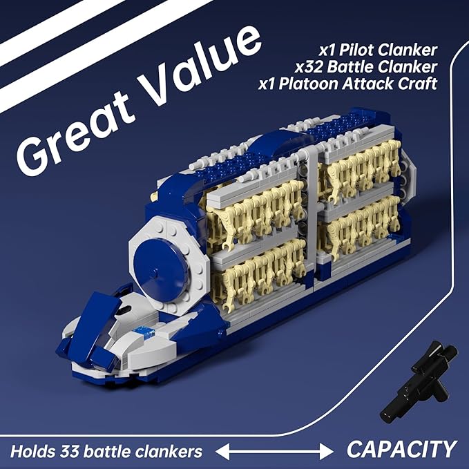 Droid Army Compatible with Lego Platoon Attack Craft Building Set with 33 Battle Droids &amp 1 Pilot Droid Battle Pack Toy Gift for Star Fans Boys Kids Ages 6+ (Upgrade Version)