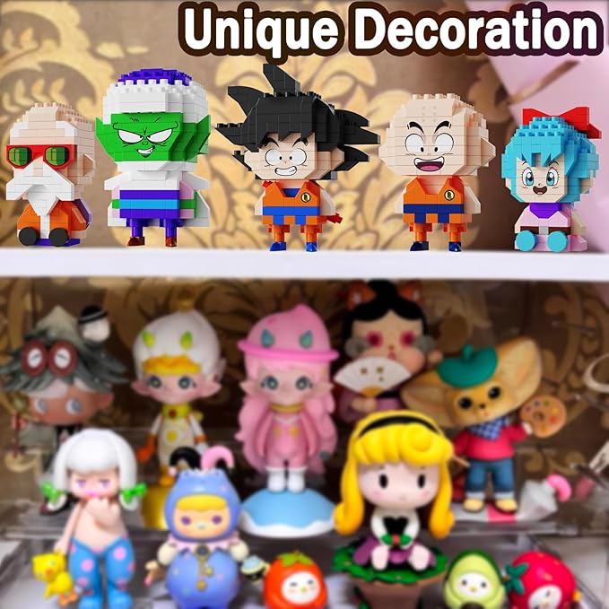5 Dragon Figures Brick Mini Headz Building Toy 2IN1 Sitting &amp Standing Model Cute Main Dinosaur Ball Z Characters Merch Figures Micro Blocks Set Ideal Gift for Fans Adult Teen 14+ (1025PCS)