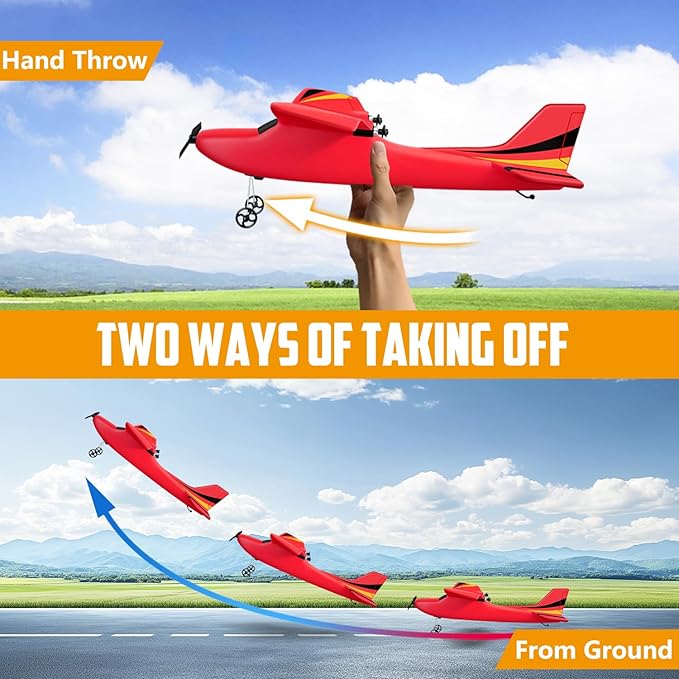 HAWK'S WORK 2 CH RC Airplane RC Plane Ready to Fly 2.4GHz Remote Control Airplane Easy to Fly RC Glider for Kids &amp Beginners (Red)