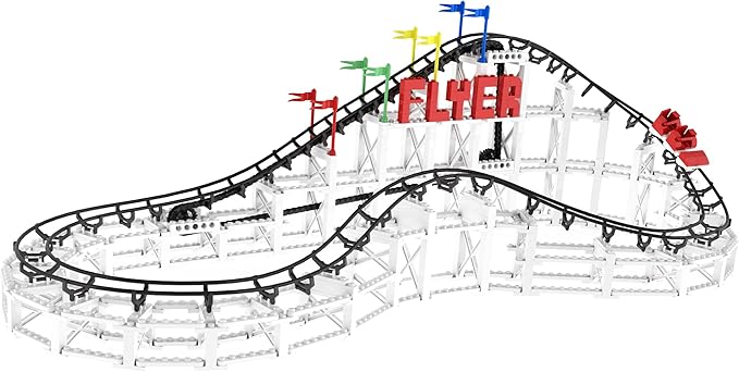 CDX Blocks: Flyer - 539 Pieces Building Brick Set Gravity Powered Roller Coaster Model Promotes STEM Learning