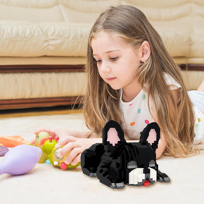 Larcele Micro Building Blocks Set DIY Mini Building Toy Bricks for Age Over 12 Years 1045 Pieces KLJM-02 (French Bulldog)
