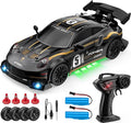1:24 Scale RC Drift Car 4WD 2.4GHz High Speed Racing Sport Toy Car with LED Lights Racing and Drift Wheels (E80-Black)