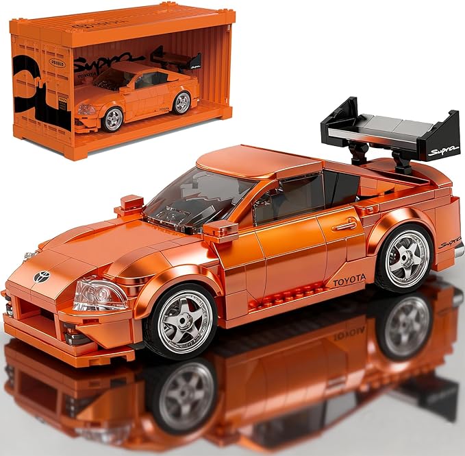 Toyota Supra Toy Car Building Blocks Car A80 Building Toy for Kids with Display Case 1:32 Scale Model Sports Car Building Set for Kids Ages 14+ &amp Racing Fans - Gift Idea for Birthdays (439 PCS)