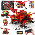 HOGOKIDS 5-in-1 Dragon Robot Building Toys with 6 Lighting Colors &amp 5 Light Effects - 354PCS Remote &amp App Control Robots Toy Set for Kids RC Robot Building Toys Gifts for Teens Boys Girls Age
