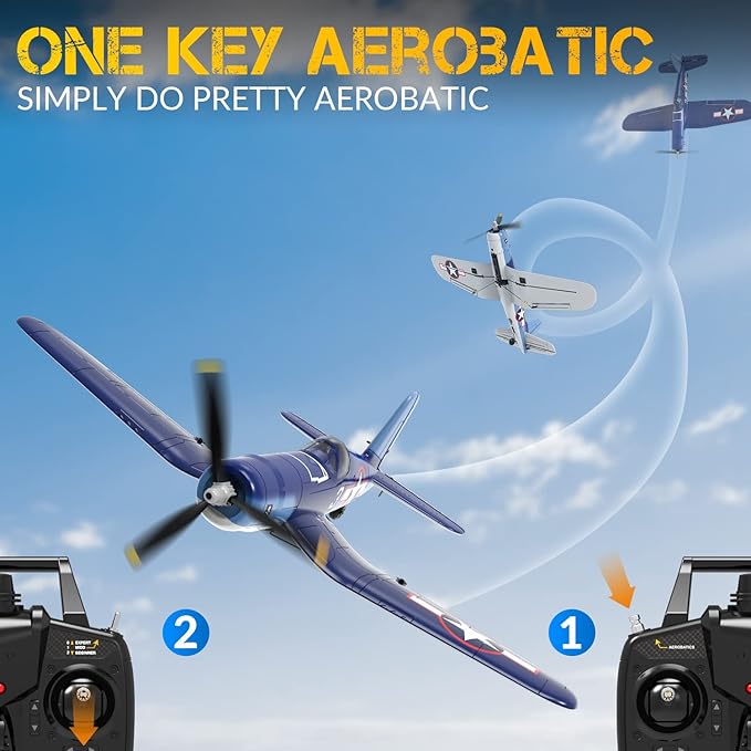 RC Plane 4-CH Remote Control Airplane F4U Corsair RTF Aircraft with One-Key Aerobatic and 6-axis StabilizerReady to Fly RC Airplane for Beginner Ideal Gift for Adults