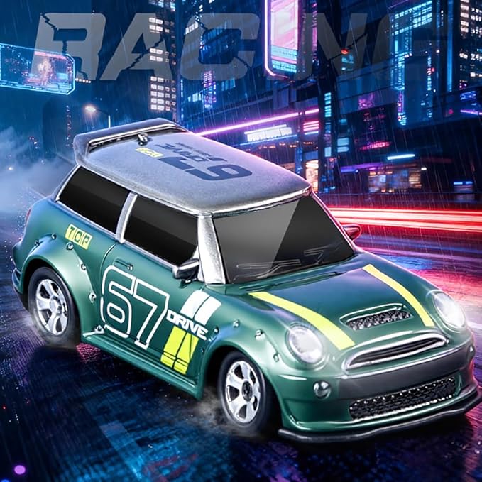 KF33 1:64 Scale Mini Drift RC Car with Full Proportional RTR 2.4GHZ Remote Control for Desktop Racing (Green)