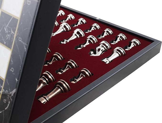 14 Inches Personalized Chess Set - Boxed Custom Chess Board and Metal Chess Figures Set - Gift Idea