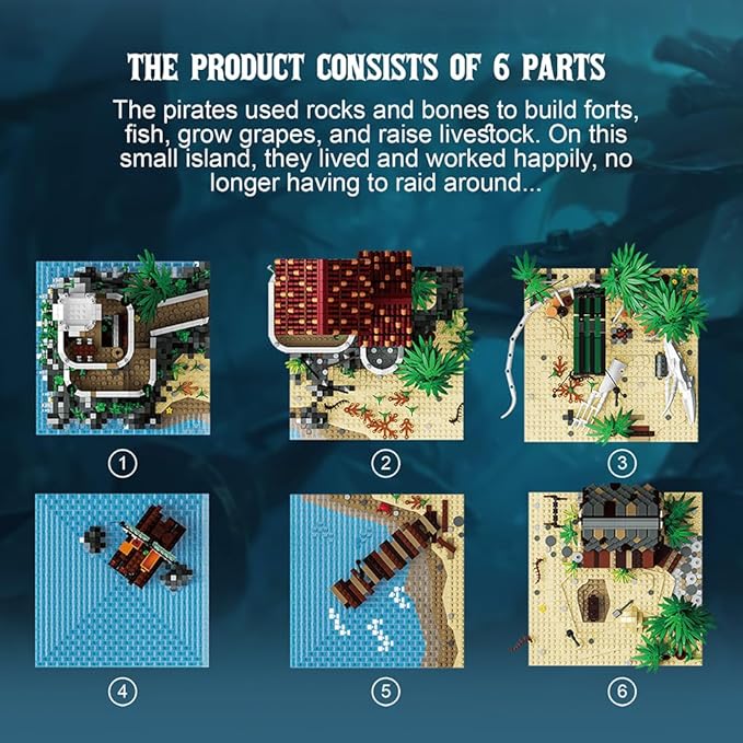 39041 The Pirate Harbo Building Block Set 8208 Pieces DIY Gulf Island Model Building Block Set Adult Creative Enthusiast Model Gifts and Unique Collectibles
