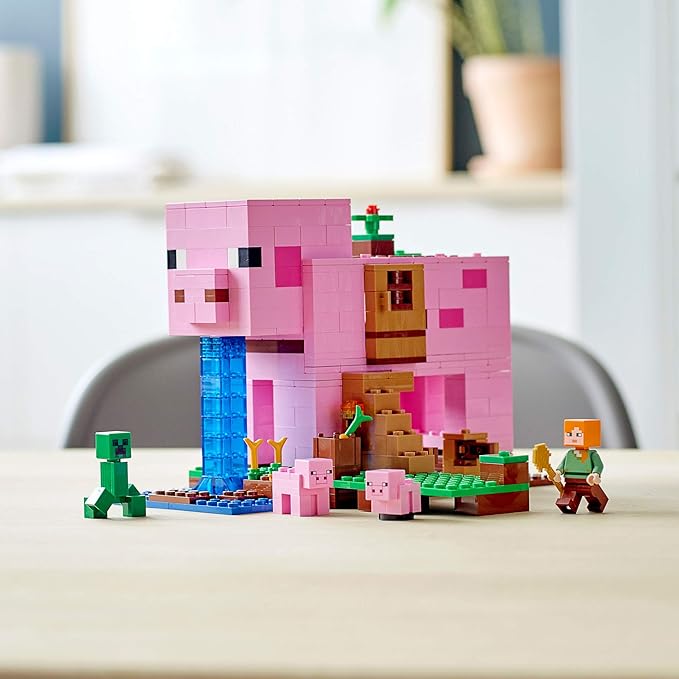 LEGO Minecraft The Pig House 21170 with Alex Creeper and 2 Pig Figures Animal Building Toy Great Gift for Kids Boys &amp Girls Ages 8+