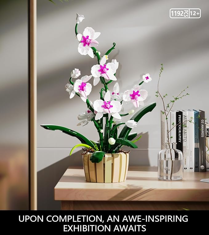Icons Orchid Flowers Building Set Exquisite Orchid Bonsai for Adult- Compatible with Lego Flowers Ideal for Mothers and Valentine's Day Display (1192pcs)