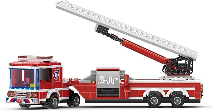 Apostrophe Games Fire Truck Building Block Set - 294 Pieces - Fire Fighter Building Blocks (Extended Ladder Firetruck) Learning and Education for Boys &amp Girls - Ages 10+