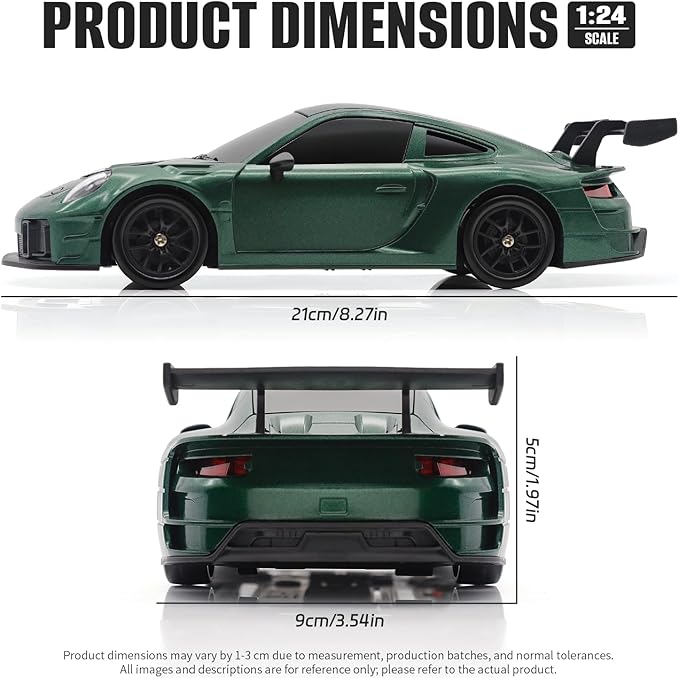RC Drift Car 1:24 4WD Remote Control Cars Vehicle with LED Light2.4GHz 20KM/H High Speed RC Cars with Two Batteries &amp Drifting Tires Racing Sport Toy for Adults Boys Girls Kids