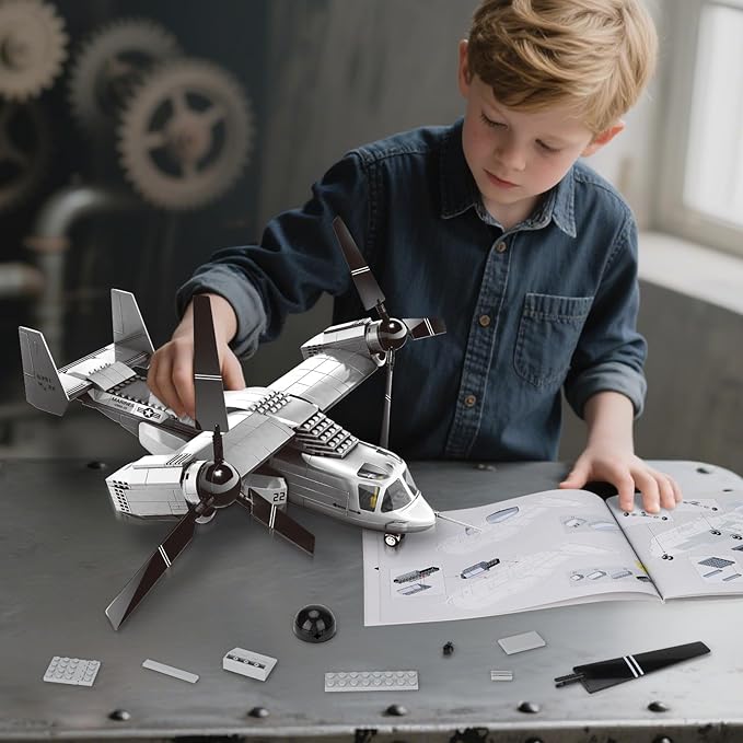 V22 Tiltrotor Aircraft Building Block Set Military Transport Plane Model- Compatible with Lego Military (460 PCS)