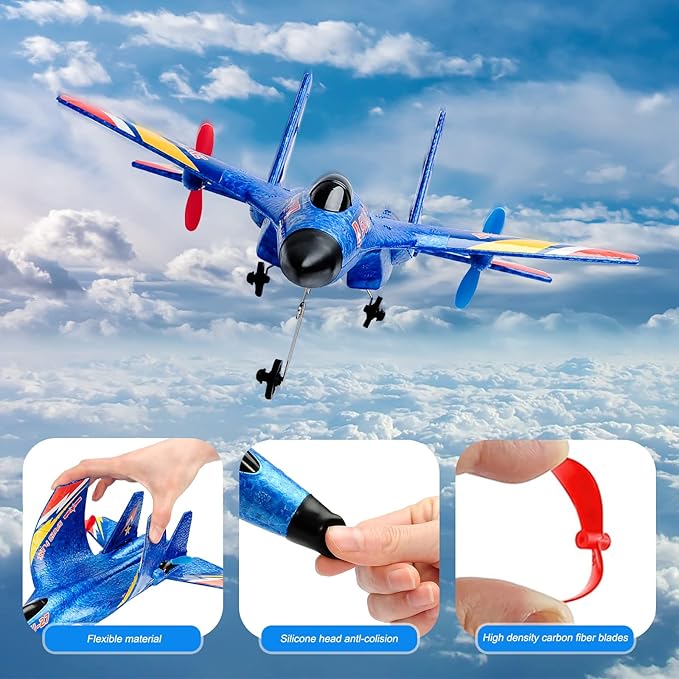 SU27 RC Fighter Plane Beginner Friendly RC Airplane 6-Axis Auto-Stabilizer Remote Control Glider Aircraft Ready to Fly Crash Resistant 2 Batteries