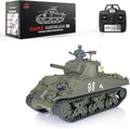 Heng Long US in Stock RC Tank 2.4G 1/16 Scale 7.0 Plastic Version M4A3 Sherman Smoking Unit Battle Tank Military Transport Vehicles 340° Rotating Turret IR Combat Model 3898 BB Airsoft