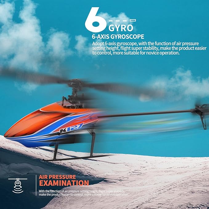 GoolRC RC Helicopter WLtoys XK K127 Remote Control Helicopter 4 Channel RC Aircraft with 6-Axis Gyro Altitude Hold One Key Take Off/Landing Easy to Fly for Beginners Include 3 Batteries