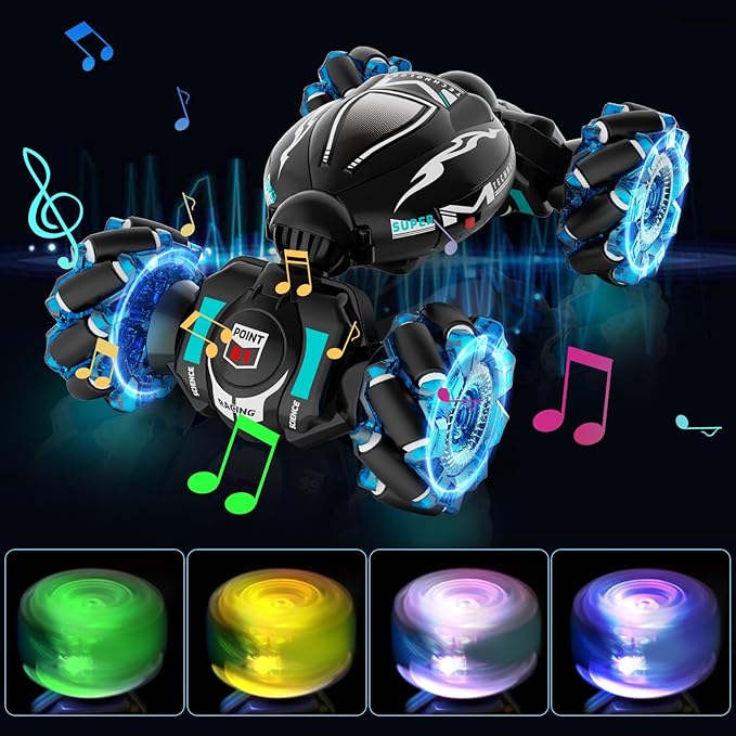 RC Cars Gesture Sensing Stunt Car Toys for Boys Girls 6-12 Year Old 2.4Ghz 4WD Hand Remote Control Toy 360° Rotate Transform Off-Road Drift with Lights Music Birthday Xmas Gifts for Kids