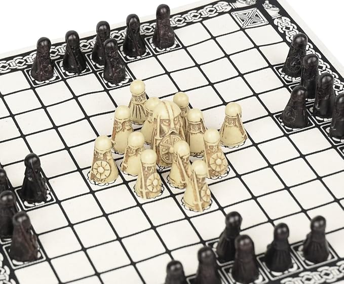 Hnefatafl Board Game - Viking Chess Set - The Masters Edition with Cloth Board and Detailed Resin Pieces - Two Player Strategy Board Game