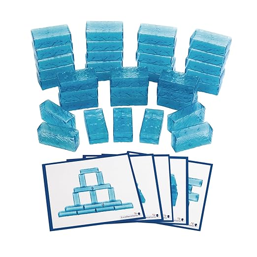 Excellerations Mini Ice Building Blocks for Kid- 36 Blocks with 5 Activity Cards Stem Stacking Bricks Engineering Block Accessories