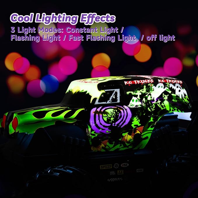 Gohero Monster Trucks for Boys Age 4-7 2.4Ghz RC Zombie Monster Truck Toys with Stunt 360°Spin &amp Drift 1:20 Scale Remote Control Car with Light &amp Sounds Gift for 3 5 6 8 Year Old Boys&amp