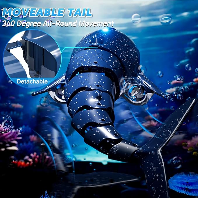 Remote Control Whale Shark Toys for Boys Kids 1:18 Scale High Simulation Shark for Pool 2.4Ghz Electric RC Shark Boat Fish Toys with Light &amp Spray Toy Shark Gifts for 6 7 8 9 Year olds Kid Boy