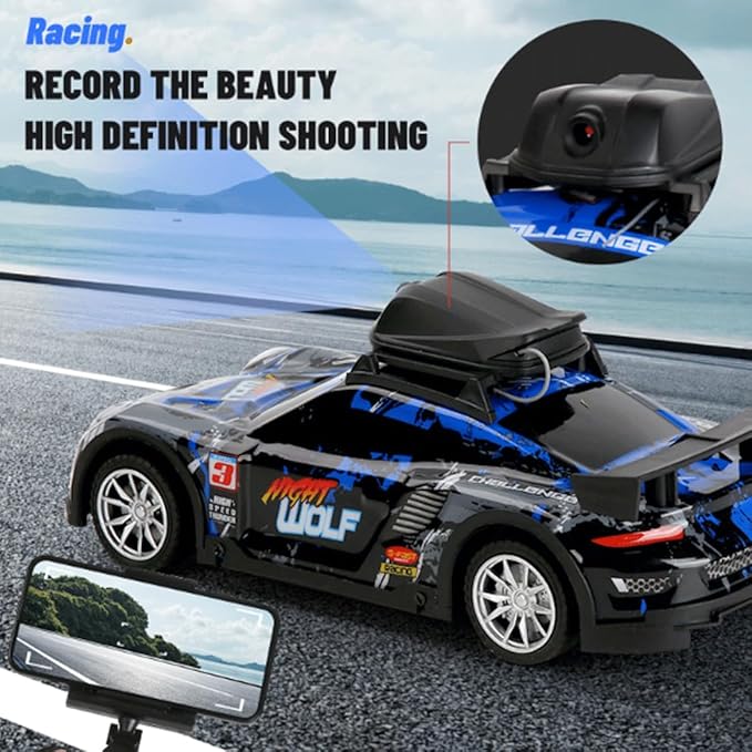 Mini RC Drift Car with HD Camera &amp LED Lights 2.4G 4CH Remote Control Car Electric Racing Sports Cars for Adult Teens - RTR Version / 2 Battery