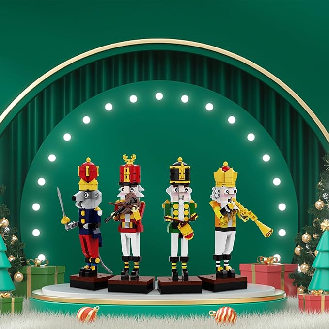 Christmas Nutcracker Building Kit - Xmas King and Soldier Set a 4-in-1 for Teenagers as Puzzle Toys Compatible with Lego for Desktop Ornament Model (697 Pcs)