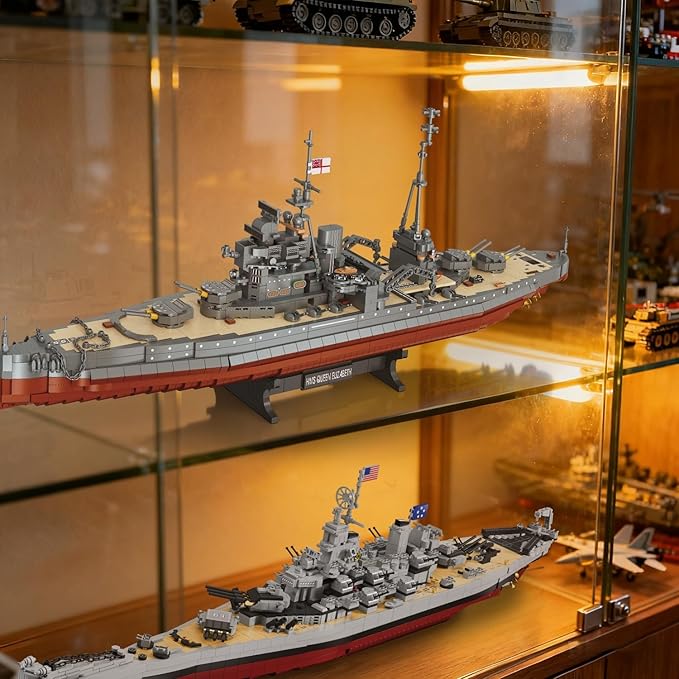Military Series World War II Battleship Building Kit 2277 Pcs Queen Elizabeth Class Battleship Compatible with Lego Military Army Set Adults WW2 Gift Boat Building Block Teens 14+ Model Home Decor