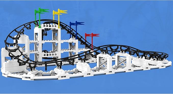 CDX Blocks: Little Dipper - 324 Pcs Building Brick Set Gravity Powered Roller Coaster Model Promotes STEM Learning