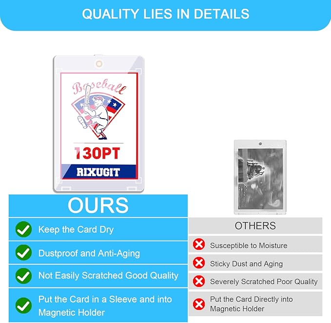 25-Pack Sleeved Magnetic Card Holders -130pt One Touch Card Holder with 2.63x3.7 Larger Inner Dimension First Insert Card into Soft Card Sleeve Then Place into Card Holder for Double Protection