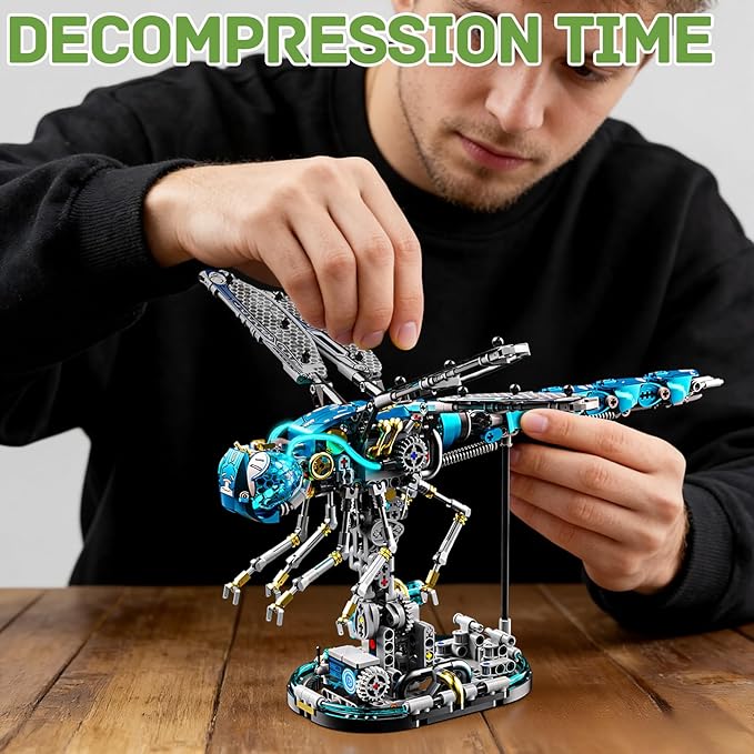 Mechanical Dragonfly Building Blocks Sets Animal Insert Building Kits Mech Animal Model Toys for Adults Teens 866 PCS
