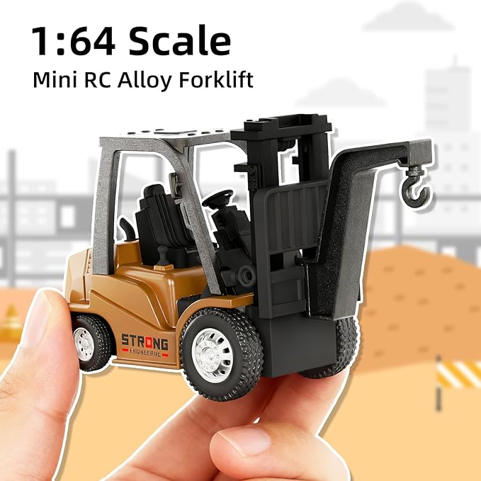 Mini RC Forklift Toy 1/64 Forklift Truck Rechargeable App &amp Remote Control 2 in 1 Transformable Lift Fork &amp Hook RC Construction Vehicles Birthday Gifts for Adults Kids Boys Girls Age 6+