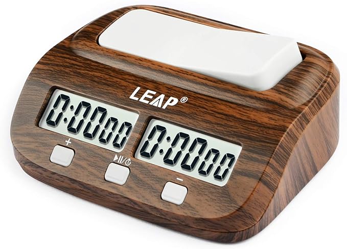 LEAP Chess Clock Digital Chess Timer Professional for Board Games Timer with Alarm Function (Official Store) Wood Appearance