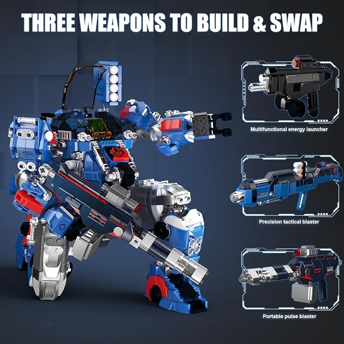 Mould King Mech Building Blocks Set for Adults Science Fiction Robot Model Building Kit with Multiple Weapons Battle Military Style Warrior Collectible for Man (1792 Pieces)