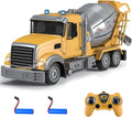 Fistone RC Cement Mixer Toy 6 Channel Truck with Lights 1:24 Electric 360 Degree Stirring Vehicle Rechargeable Construction Truck for Kids