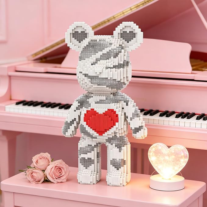 Red Heart Bear Building Blocks (5300 PCS) Creative Animal Brick Set for Kids &amp Adults Micro Building Blocks Teddy Blocks Children Toys for Christmas Halloween Anniversary