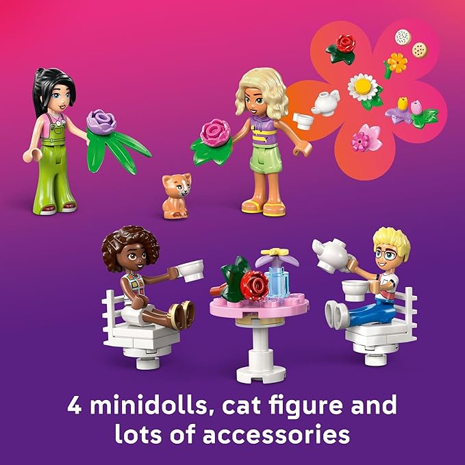 LEGO Friends Plant Café &amp Flower Shop Pretend Play Building Toy - Playset with 4 Minidolls and Cat Toy for Creative Storytelling - Birthday Gift Idea for Girls and Boys Ages 9 and Up - 42671