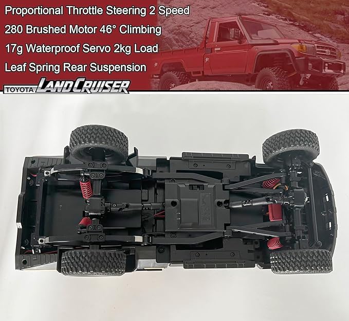 RC Rock Crawler RC Truck 4x4 1/12 Scale Remote Control Crawler MN82S Toyota Land Cruiser Off Road Vehicle All Terrain Proportional Throttle Steering 280 Motor Upgraded Chassis Adult