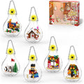 Christmas Tree Ornaments Building Set with Light Santa Claus Gingerbread House Nutcracker Penguin Bear Building Kit in Bulbs 6 Pack Xmas Decorations Stocking Stuffers Gift for Kids (405 PCS)