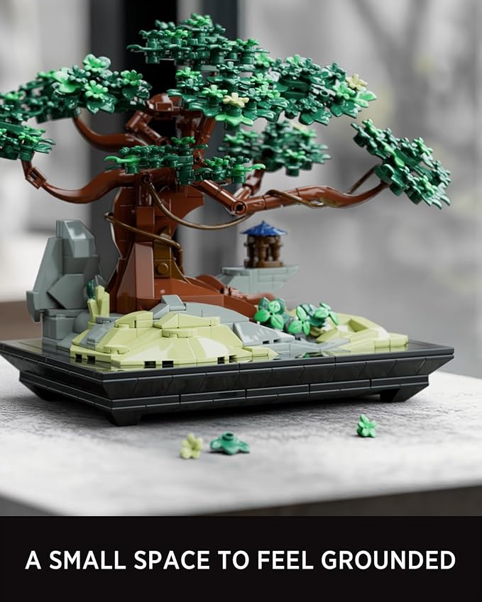 Nifeliz CHAN Bonsai Tree Building Set Artificial Plant Model Toy for Desk or Home Decor Peaceful Gift Idea for Adults and Nature Lovers (733 PCS NF10322)
