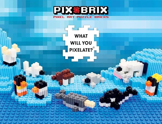 Pix Brix Pixel Art Puzzle Bricks - Animals and Artic Pixel Play Scene 1906 Pieces - Interlocking Building Bricks Create North Circle Scene Without Water or Glue - Stem Toys Ages 6 Plus