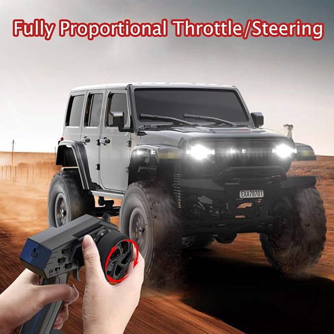 RC Crawler 1/24 RC Rock Crawler 4X4 Monster Truck Off Road Climbing Vehicles with Bright Headlight Waterproof 2.4GHz Remote Control Car RTR for AdultsAll Terrain RC Car White