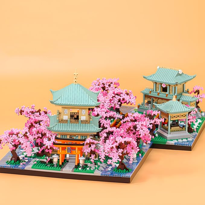 Cherry Blossom Micro Mini Building Block Sets Toy for AdultsJapanese Bonsai Tree House Architecture Gifts for Kids 14+（3809 Pieces）